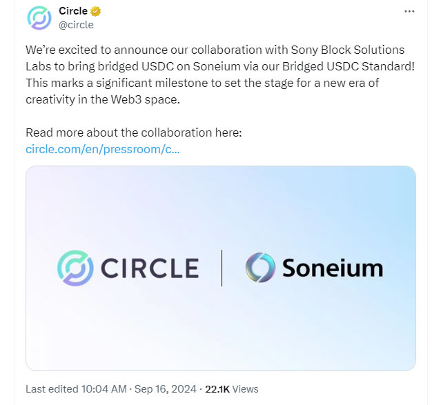 Circle Partners with Sony’s Blockchain Lab to Expand USDC Adoption