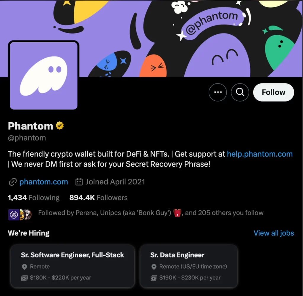 X profile accounts contain a job posting section at the bottom. Leverage these to find crypto jobs