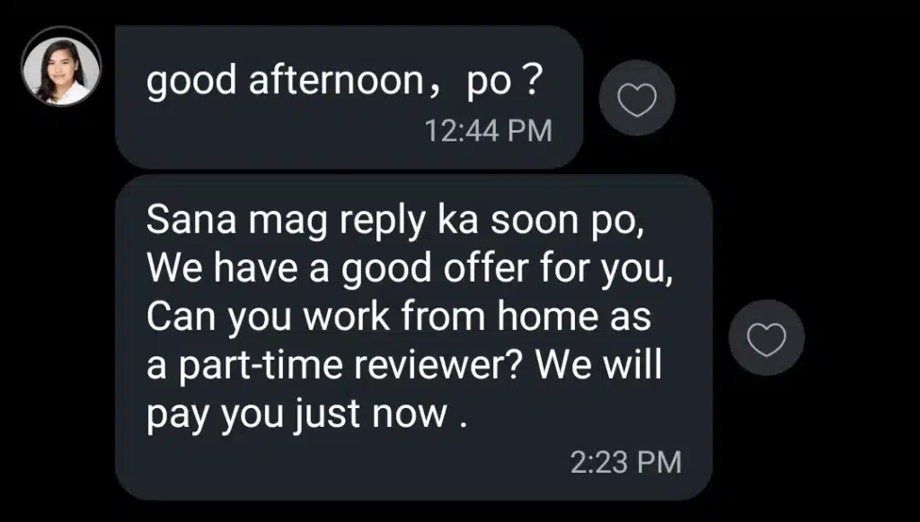 job scams on Viber are common in the Philippines.